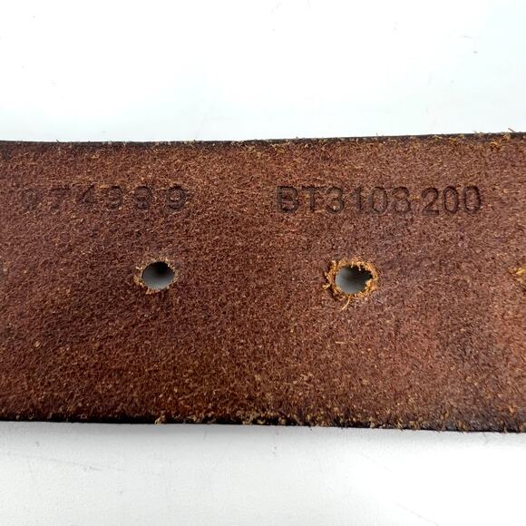 Vintage Fossil Tooled Leather Studded Brown Belt Size M/L - Picture 3 of 8